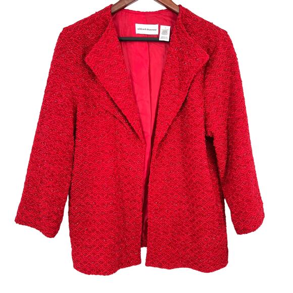 Alfred Dunner Tops - NEW NWT Alfred Dunner BEAUTIFUL Sz 16 Red Sparkly Jacket Blouse Shirt Top
